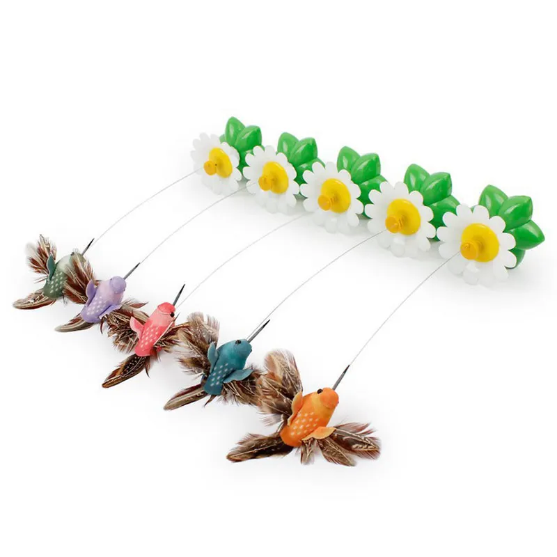 Электрическая вращающаяся игрушка для кошек красочная птица-бабочка забавное