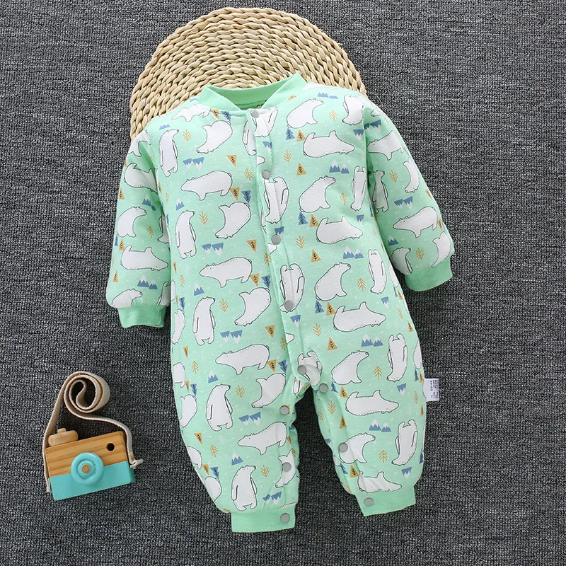 Теплые Комбинезоны для младенцев зимний комбинезон с длинными рукавами и