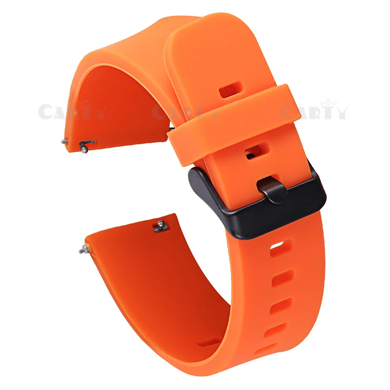 Orange black buckle Carty силиконовые браслеты для часов быстросъемные ремешки для часов 20 мм 22 мм Мужские и женские мягкие резиновые черные или серебряные пряжки безопасные кольца Хранитель - Цвет ремешка: Orange black buckle