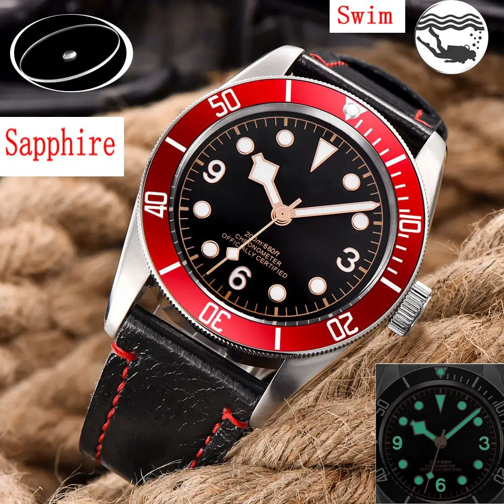 Часы наручные мужские с сапфировым стеклом роскошные брендовые светящиеся