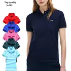 Модные поло 2020, женские рубашки-поло с коротким рукавом, вышивка, высокое качество, 100% хлопок, Женские приталенные топы, S-4XL