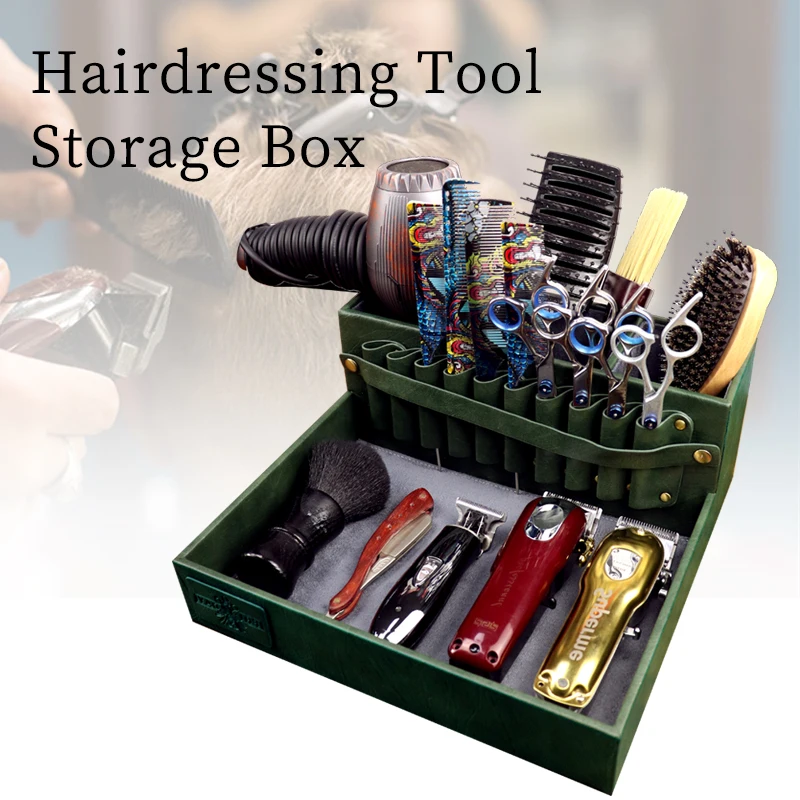 Hot Sale Hairdressing Tools Leather Storage Case Barber Shaving Holder Pro Salon Supplies Storage Box Rack