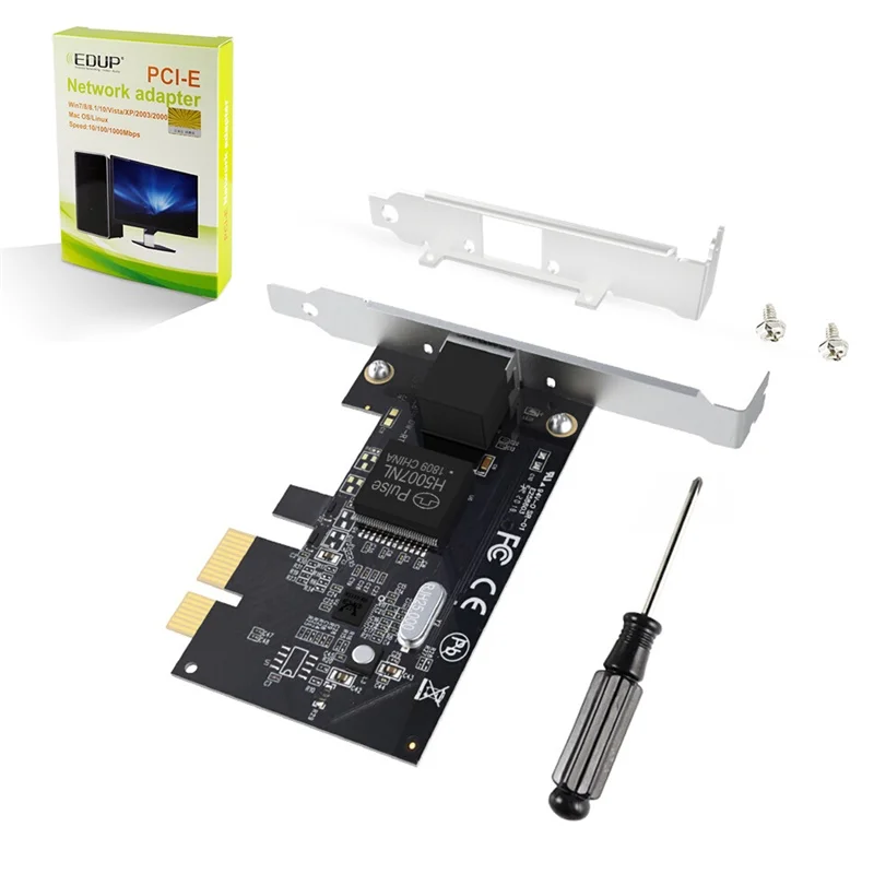 

EDUP 1000Mbps Gigabit Ethernet PCI E Network Card PCI Express Expansion to RJ45 LAN Adapter Controller Built-In RJ45 Port Gaming