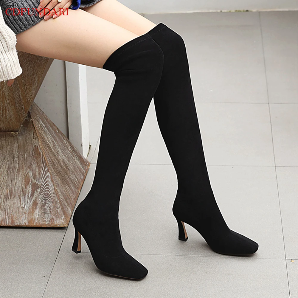 

Black High Heels Thigh High Boots Women Over The Knee Boots Ladies Autumn Winter Long Boots Shoes Cuissarde Femme