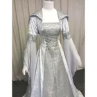 Винтажное платье в пол средневековой длины с длинным рукавом, платье для косплея в стиле эпохи Возрождения, костюм на Хэллоуин, туника, длинная юбка