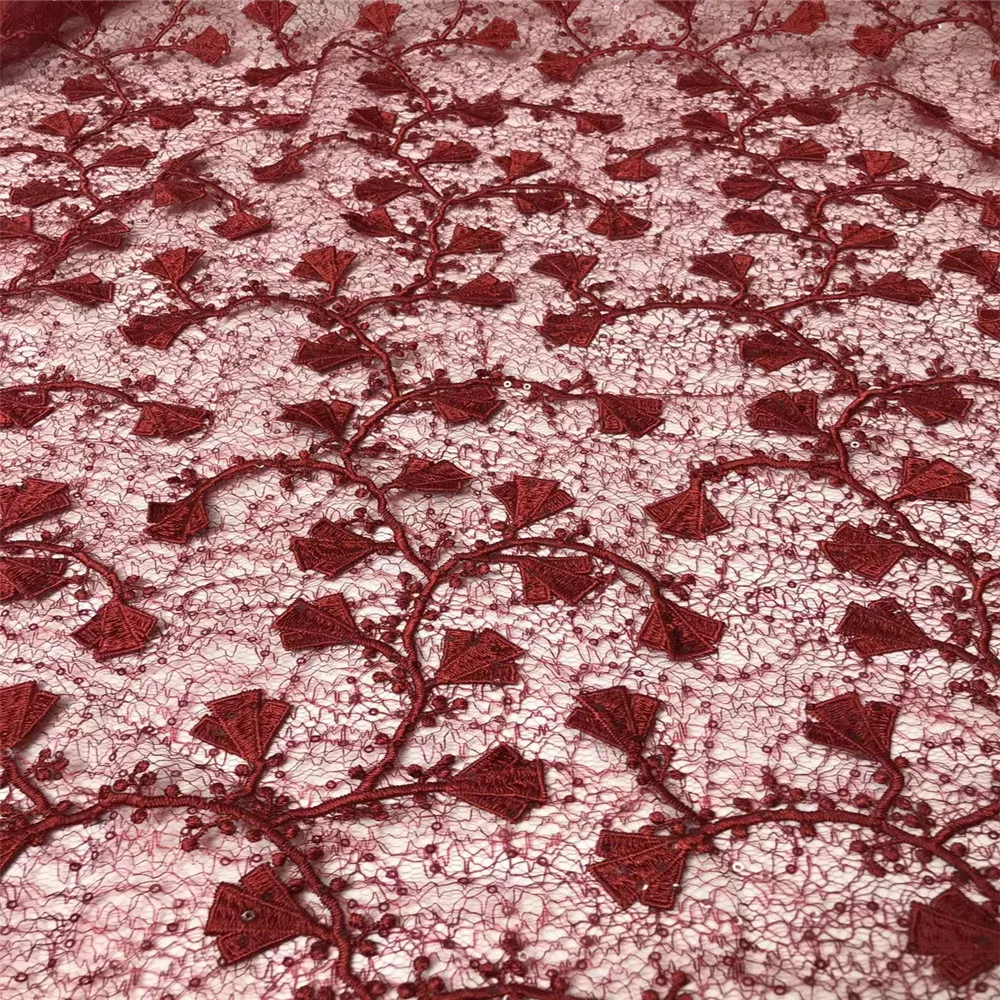 

African Cord Lace Fabrics Embroidery French High Quality Lace Guipure Cord Lace Fabric With Sequins For Party Dress