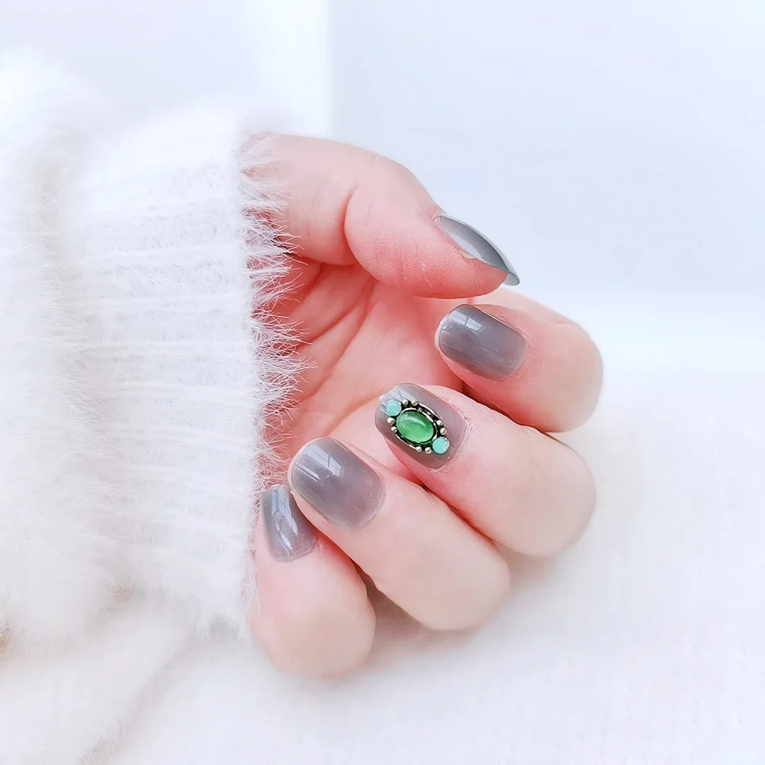 24 шт. короткий пресс для ногтей с цветочным узором|Накладные ногти| |