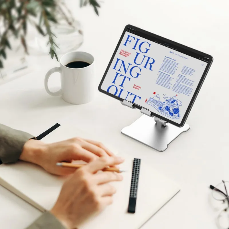 

2021 Dual-Axis Adjustable 3d Metal Tablet Holder Mobile Phone Holder Double Rotating Shaft Design For Home Office Use