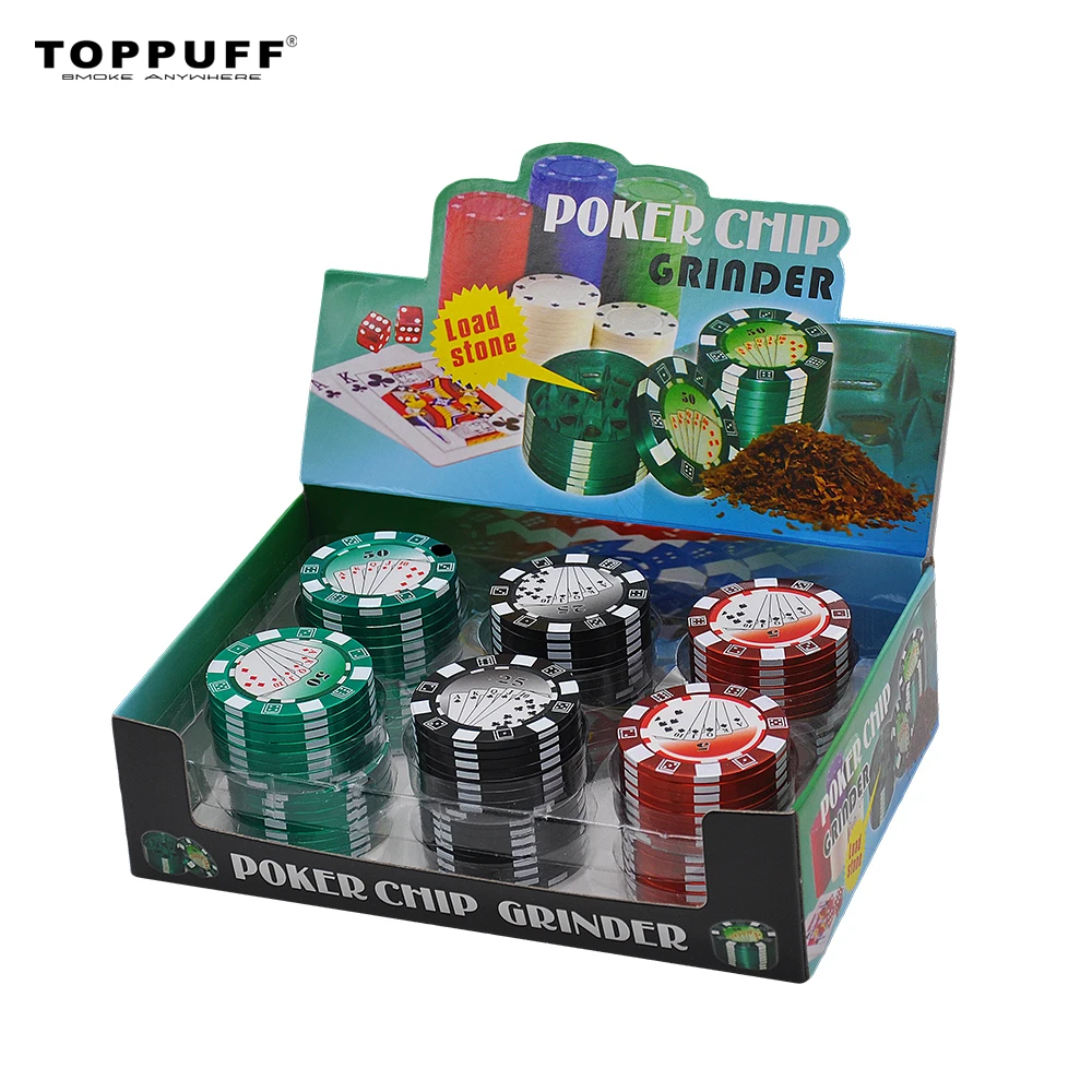 Poker Chip Herb Grinder 49 мм 3 слоя цинковый сплав зубы акулы металлический измельчитель