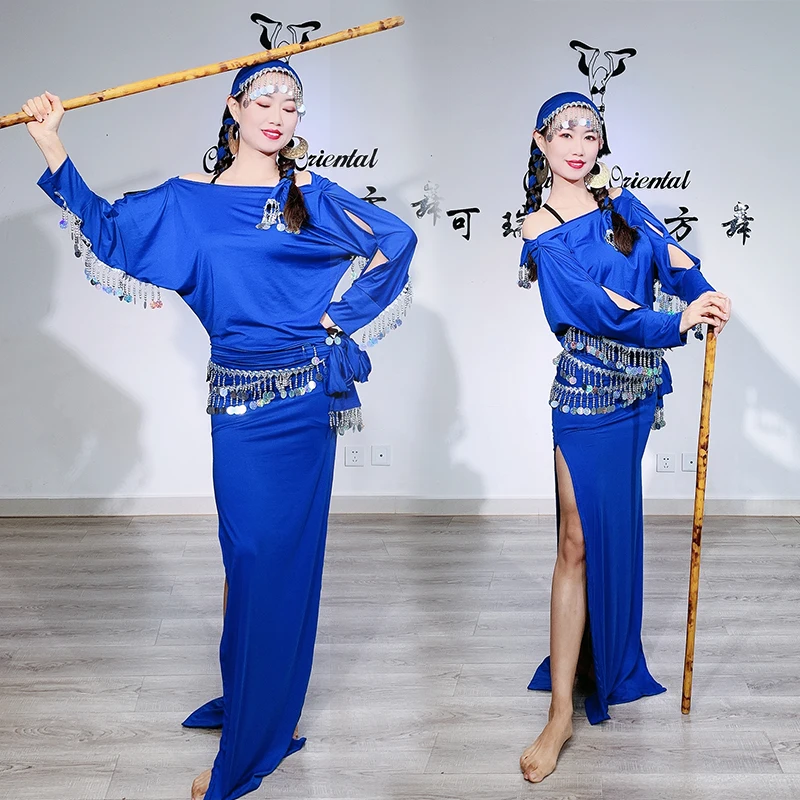 Одежда для танцев живота с пайетками одежда выступлений платья тяжелой