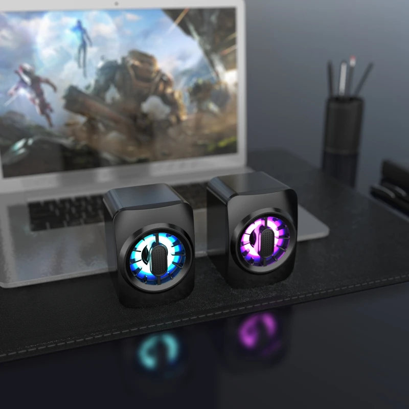A1 USB Проводная Компьютерные колонки стерео сабвуфер Красочный Светодиодный