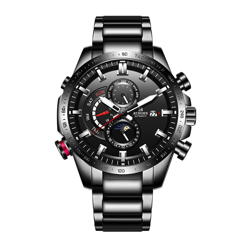 Оригинальные роскошные швейцарские мужские часы марки BINGER автоматические