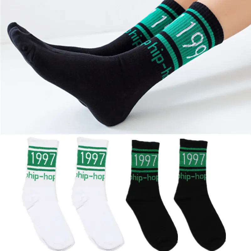 

Hiphop Harajuku Home Sport Outdoor Couple Models Cotton 1997 Number Breathable Long Tube Socks Skateboard Socks