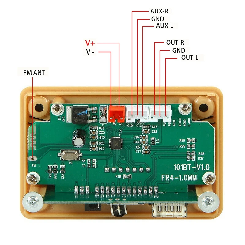 Bluetooth 5 0 MP3 декодер плата модуль с дисплеем 12 В Автомобильный USB плеер WMA WAV TF слот