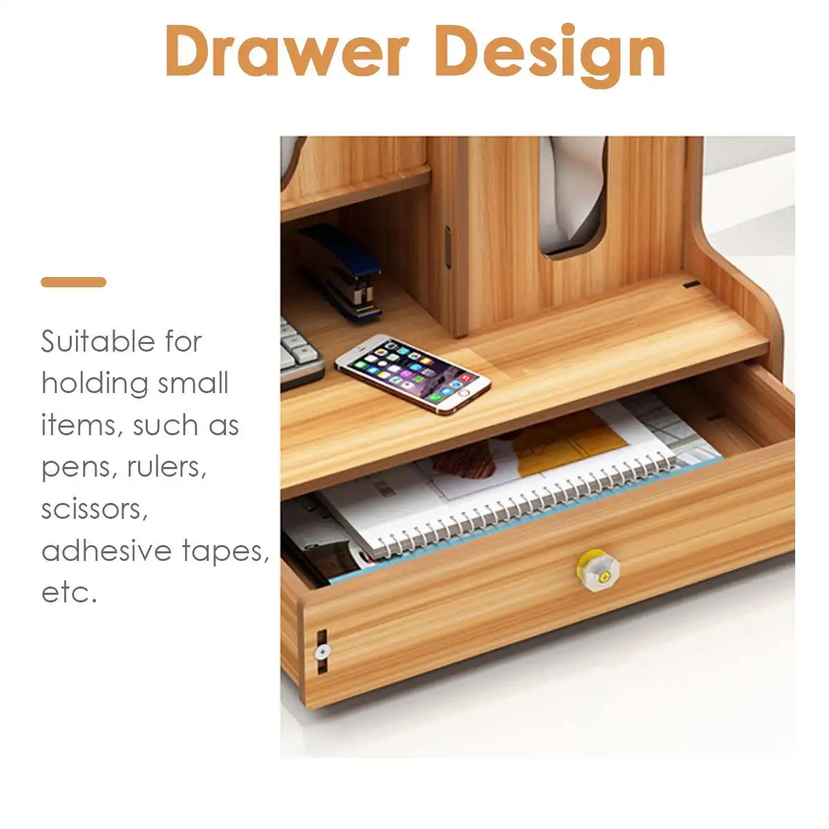 

Multifunctional Wooden Desktop Pencil Holder Office School Stationery Storage Box DIY Assembly Pencil Holder Space Saving