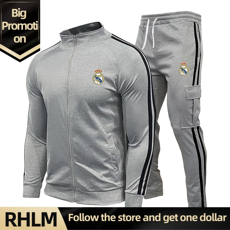 

ã€RHLMã€‘Men Adults Soccer Jerseys Sets Track Field Sports Suit Football Kits Men Running Jackets Football Tracksuit Uniforms Suits