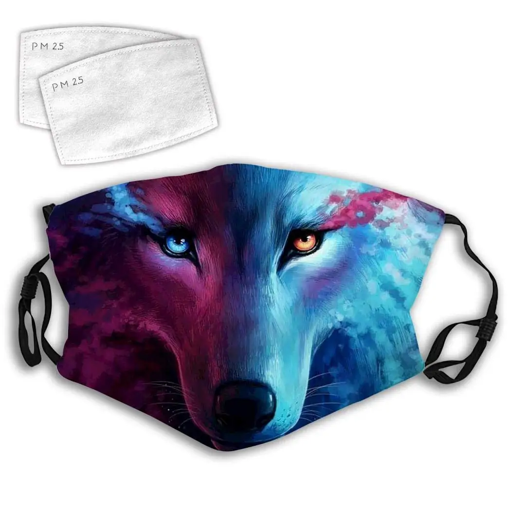 

Wolf Unisex Adjustable Anti-dust Anti-Odor 3D Pictures Fashion Washable 2 PCS Filter