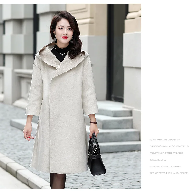 Fashion Solid Long Wool Coat Office Lady Single Button Wool Blend Coat and Jacket Elegant Women Coats Autumn Winter