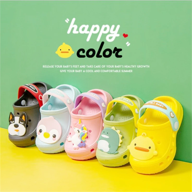 

2021 Summer Baby Hole Shoes Slippers Boys Girls Cartoon Cute Soft Bottom Indoor Non-Slip Children Comfortable Beach Sandals