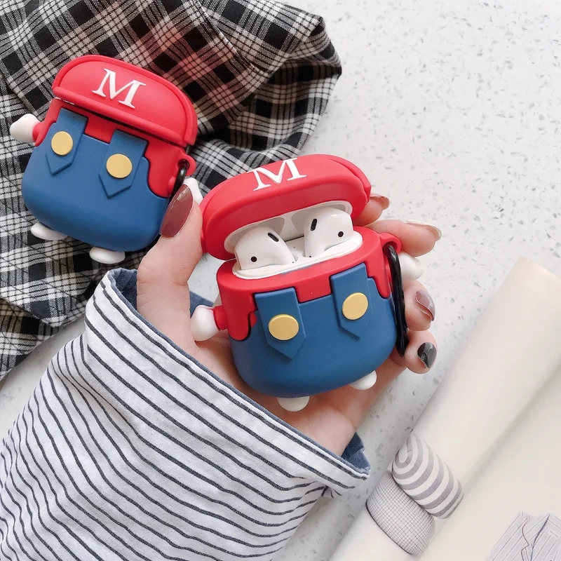 Silicone Bluetooth Earphone Case for Apple AirPods 3D Protective 1/2 Cute Cover Unique Cartoon Pipeliner Design | Электроника