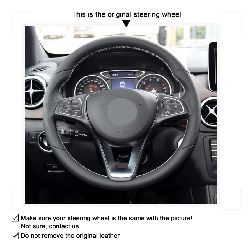 Черная замша красный кожаный чехол рулевого колеса автомобиля для Mercedes Benz C180 C200