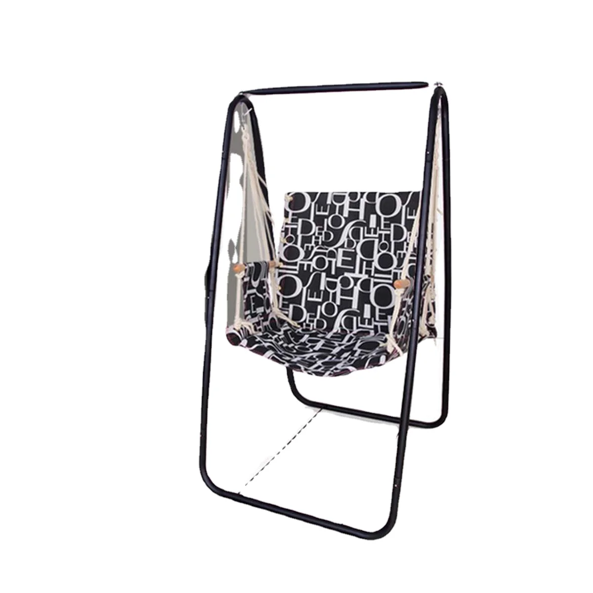 

80KG Hanging Hammock Swing Cotton Rope Chair Iron Stand Indoor Outdoor Furniture Patio Garden Hammocks for Camping Hiking Picnic