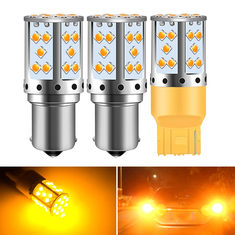 Светодиодный фонарь поворота для автомобиля 2 шт. T20 P21W 1156 BA15S PY21W BAU15S без Hyper Flash 7440