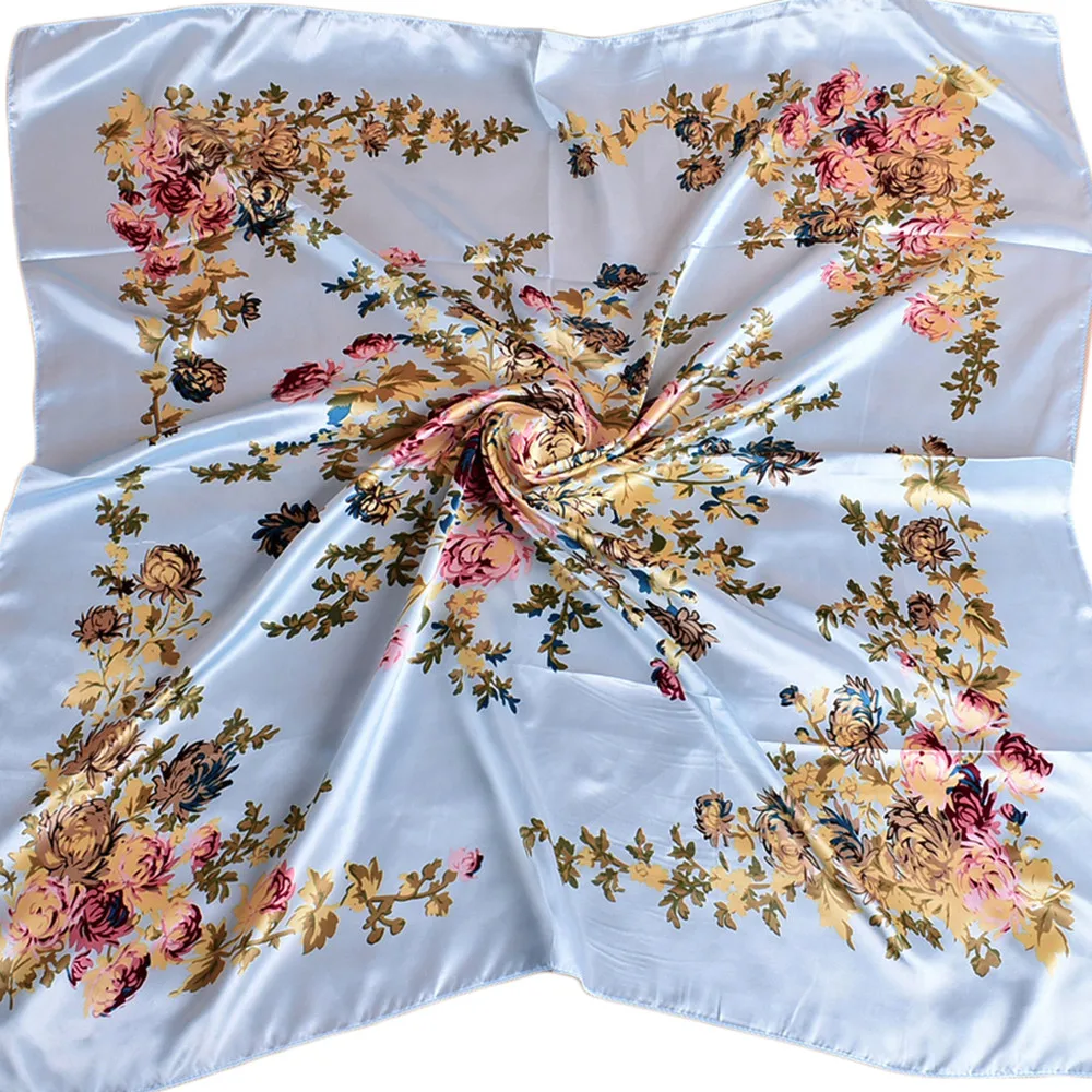 

Women Ladies Fashion Printed Soft Silk Shawl Wraps Scarf Female Luxury Print Flower Scarves echarpe hiver femme 2020 FJSL