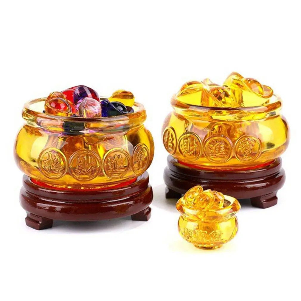 

Уникальный дизайн, китайские хрустальные золотые слитки, стеклянные желтые богатства, кукурузное сокровище, чаша, статуя, украшение, подарк...