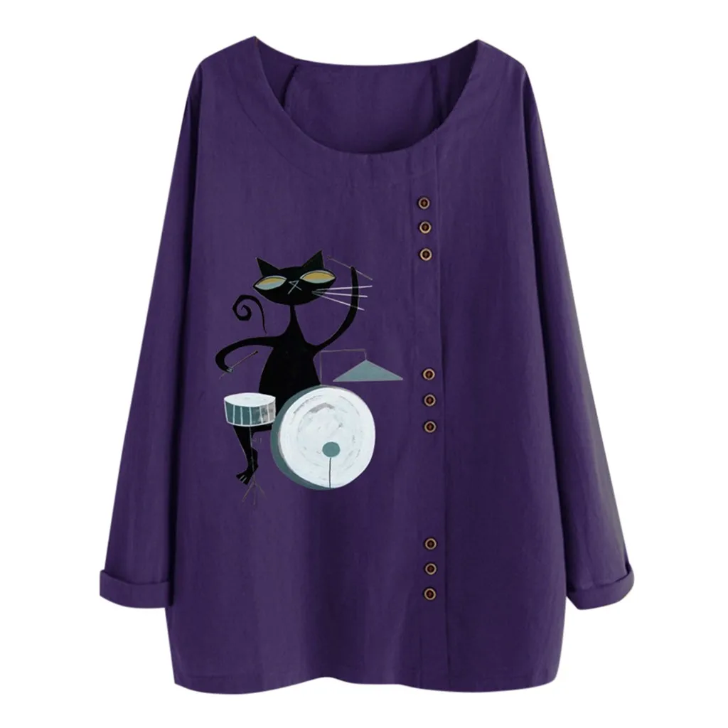 Женские повседневные забавные свободные футболки блузки с длинным рукавом и