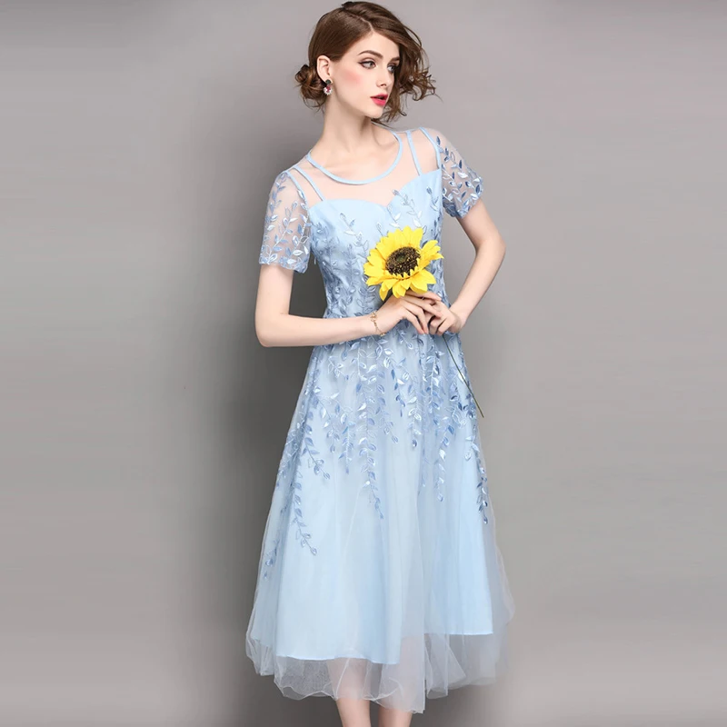 Винтажное элегантное кружевное платье Женская одежда 2020 летнее Сетчатое с