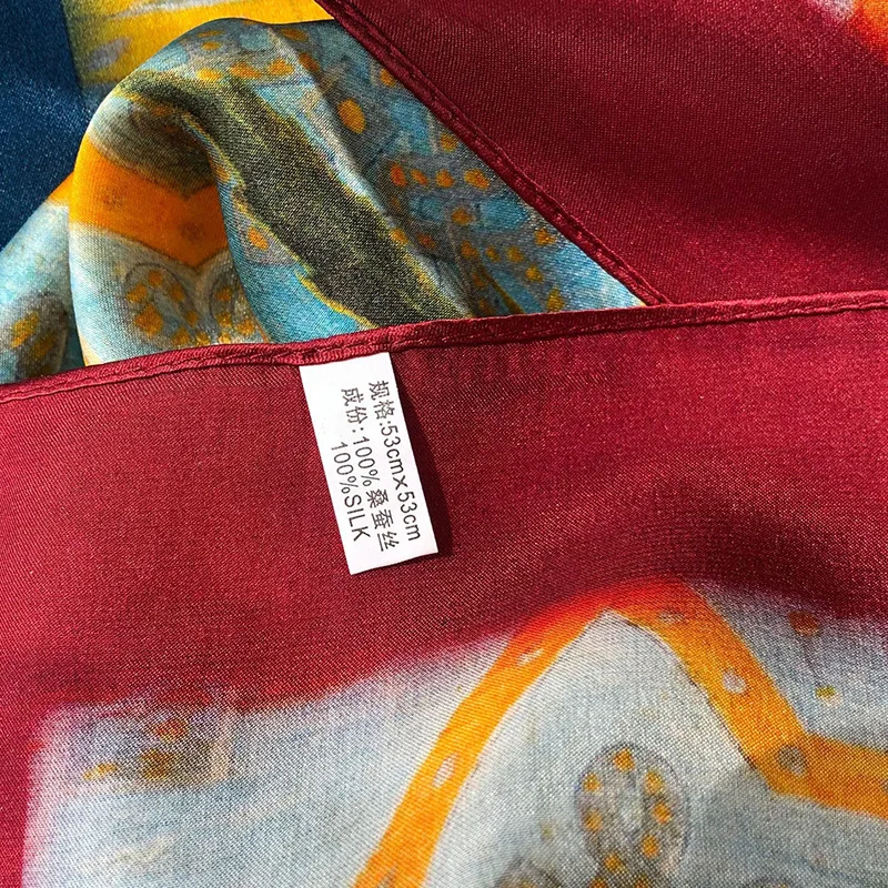 

Hijab Rushed Women Winter The New 2020 Female 100% Mulberry Silk Scarves Square 53*53cm Bandana Brand Foulard Femme Shawls