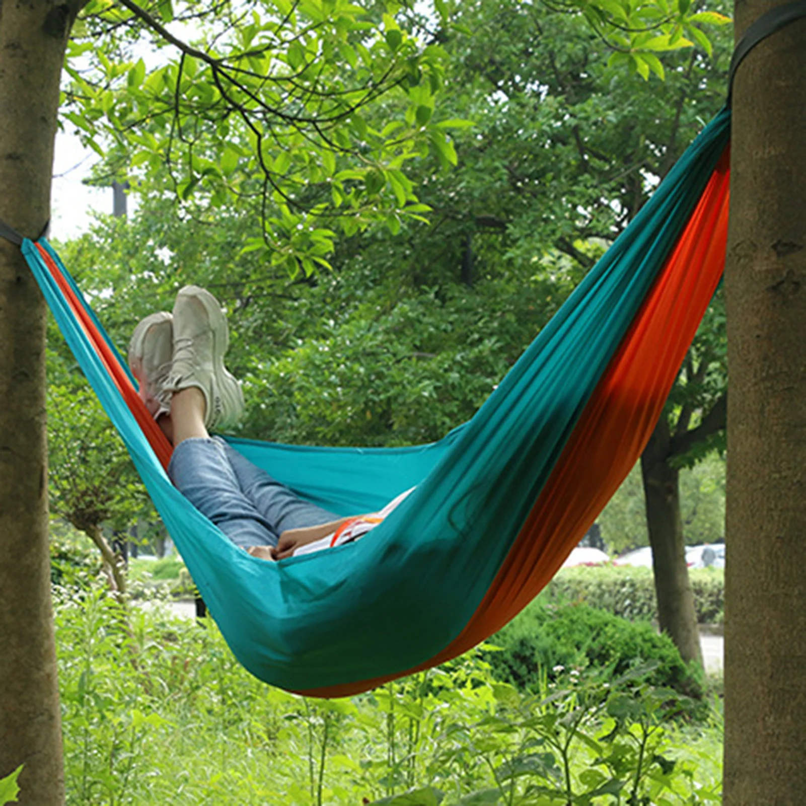 

Single Hammock Outdoor Rollover Prevention Camping Canvas Fabric Hammock Hanging Swing Bed for Patio Travel Hiking Dropshipping