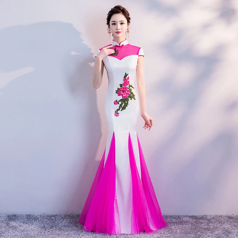 Женское платье Ципао длиной до пола для свадебной вечеринки Элегантное Длинное