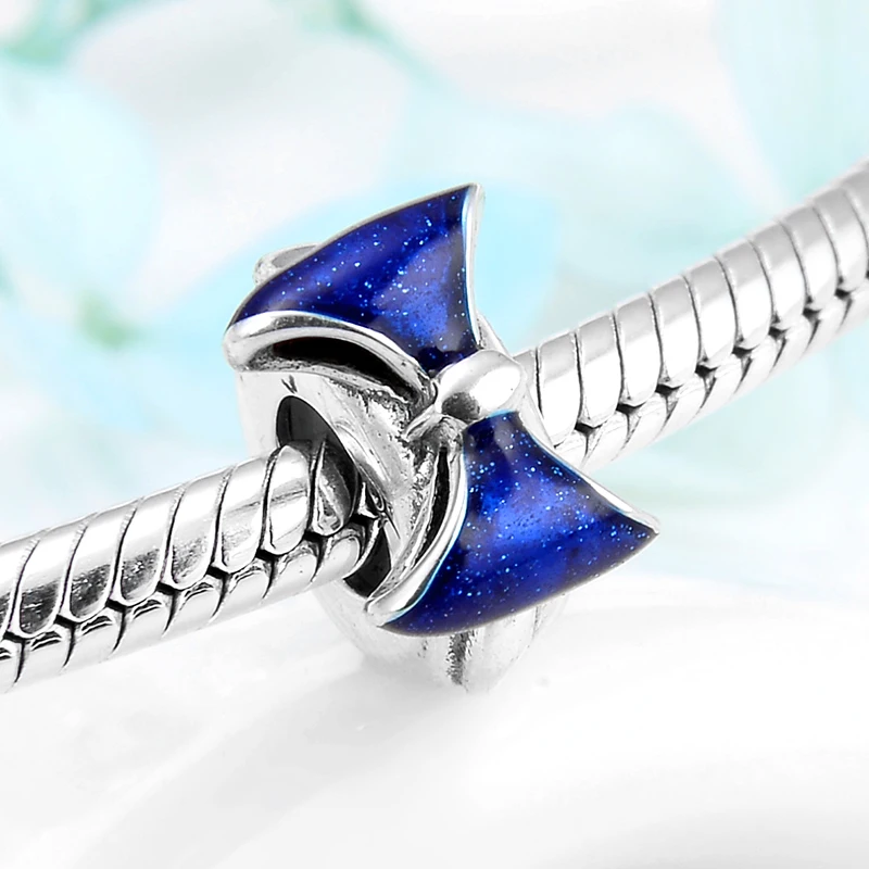 Новинка 2019 стильный браслет из стерлингового серебра 925 пробы с эмалью и голубым