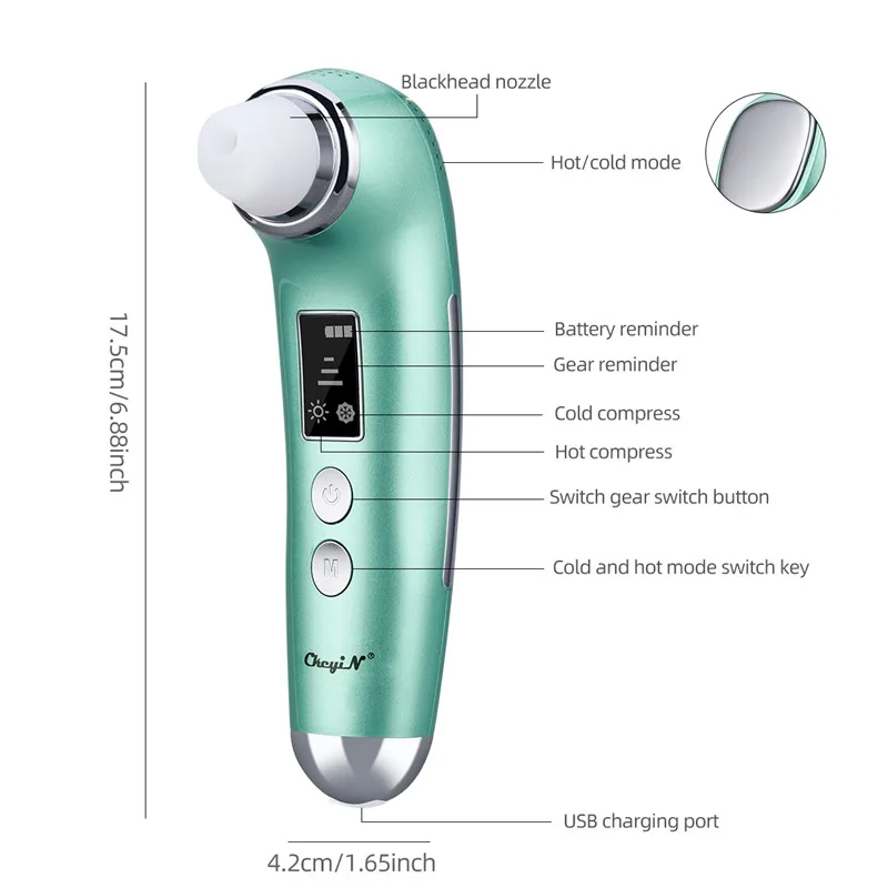 

Usb Vacuum Suction Blackhead Remover Hot Cold Compress Face Cleansing Black Spot Pore Cleaner Skin Care Exfoliating Led Display