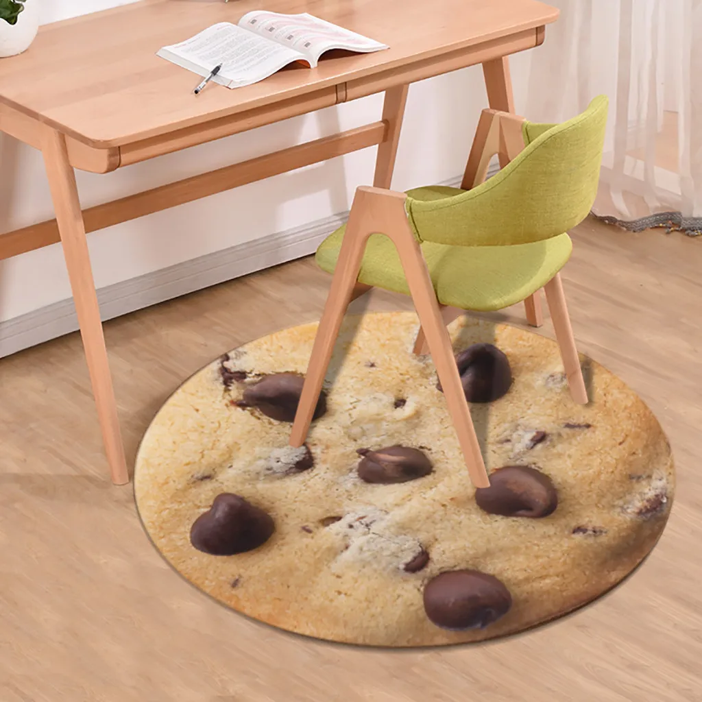 100*100 CM Living room dining Food 3D round carpet coffee table mat computer chair non-slip Bedroom Carpet pet Mats | Дом и сад
