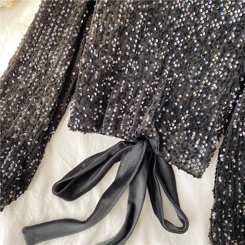 Женский топ с блестками весна 2020 новые уличные модные короткие футболки открытой