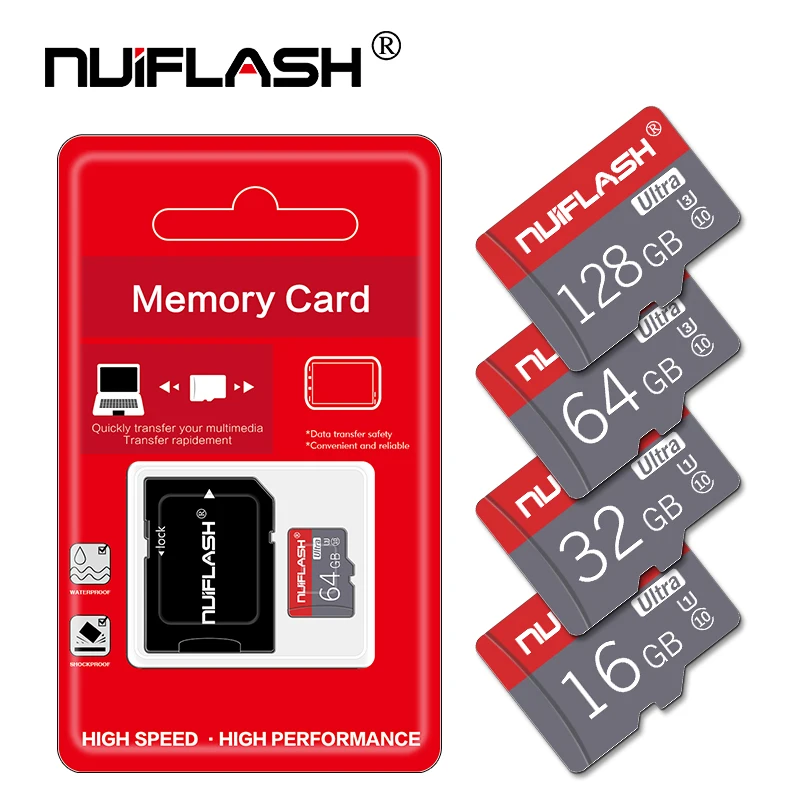 Nuiflash 100% Оригинальный Micro SD карты V30 UHS I высокое Скорость 100 МБ/с. TF Card 64 Гб 128 карта - Фото №1