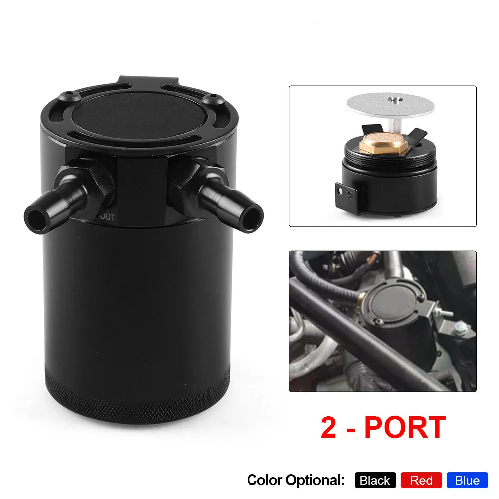 

Universal Oil Catch Can Compact Baffled 2-Port Aluminum Reservoir Oil Catch Tank Fuel Tank Parts Two hole breathable Kettle