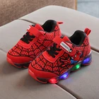 Детские светящиеся кроссовки Человек-паук со светодиодной подсветкой, размеры 21-30