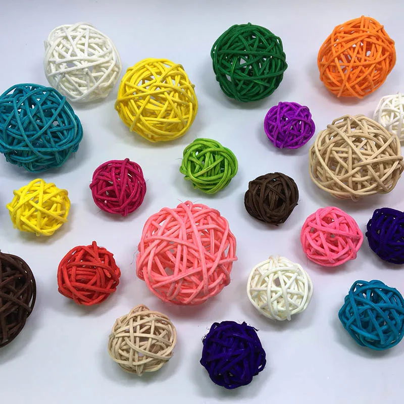 Artificial Straw Balls Round Wedding Party Decoration Birthday Decor Home Garden Supplies 10Pcs Rattan Ball Sepak Takraw | Дом и сад