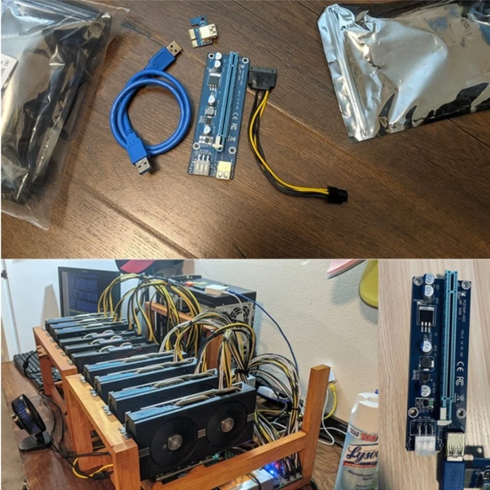 PzzPss 10 шт. VER006C PCIe 1x до 16x Экспресс Райзер карта графическая pci-e удлинитель 60 см USB 3 0