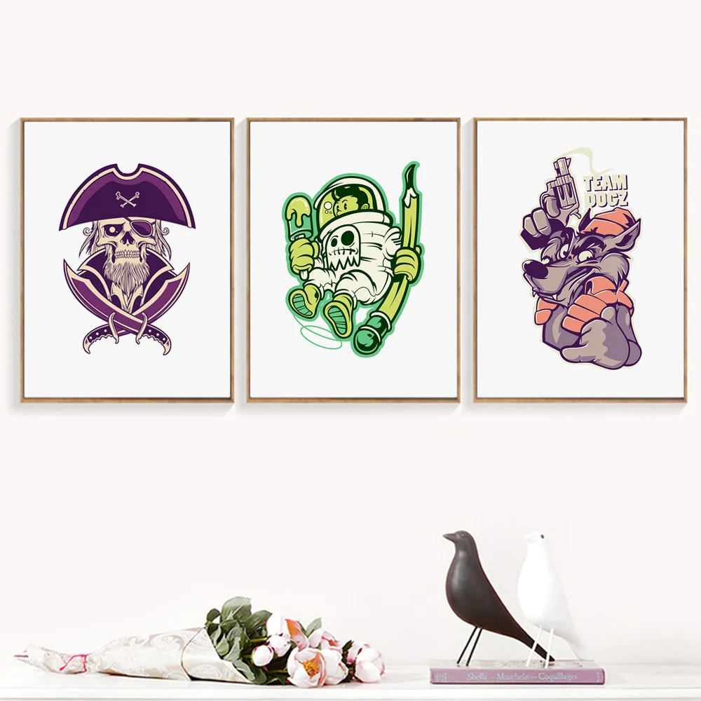 Картина на холсте с изображением монстра волка пирата|Рисование и каллиграфия| |