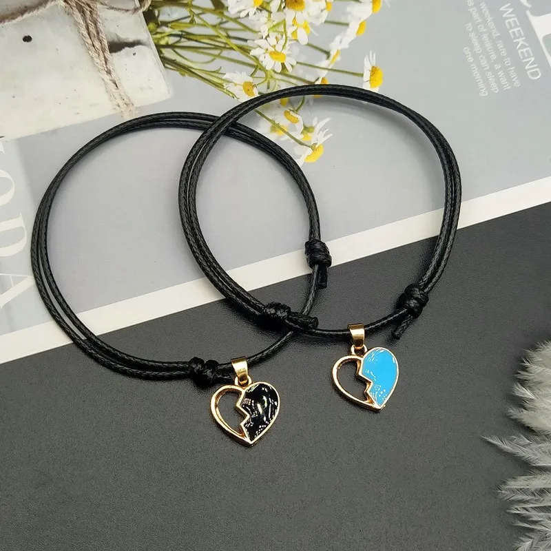 2 шт./лот Парные браслеты с полым сердечком лучший друг веревочный браслет