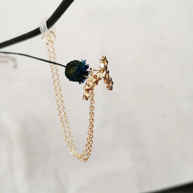 Пара анти-потерянный серьги для airpods женщин в винтажном стиле со звездами цепи