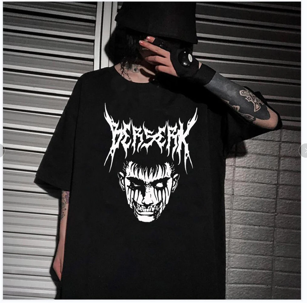 

Аниме топы Berserk с коротким рукавом Свободная футболка унисекс