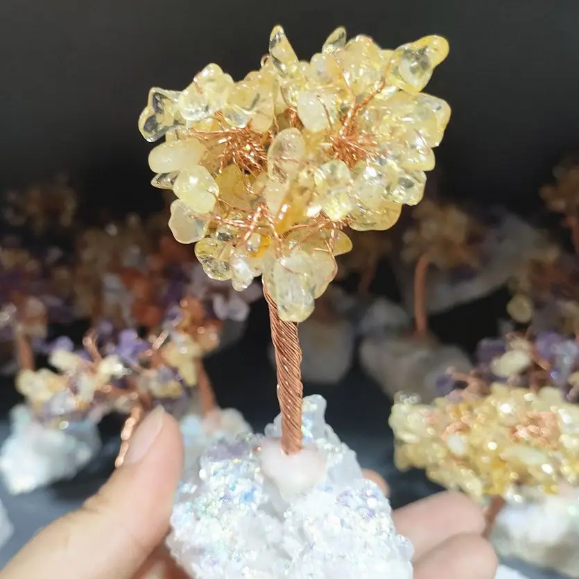 1 шт. натуральное древо жизни цитрин дерево Ангела кварцевые кристаллы и минералы