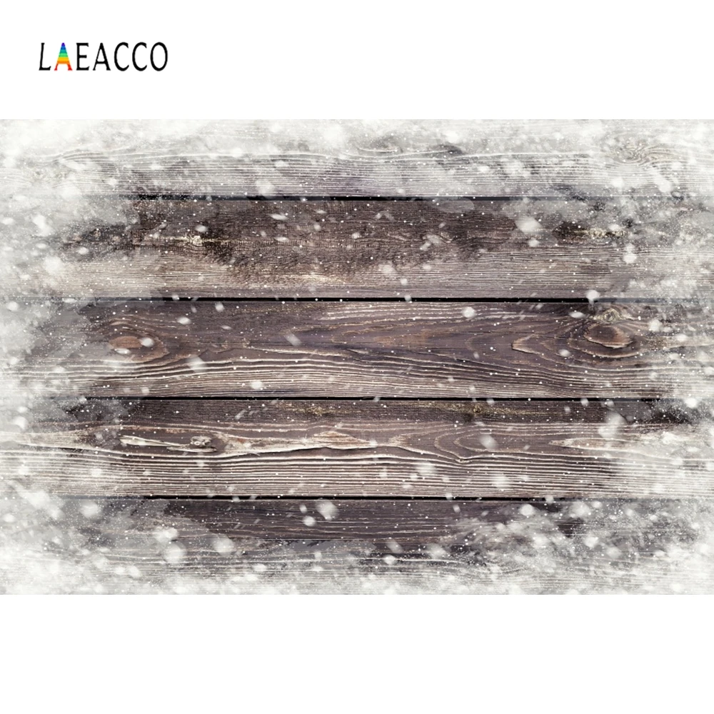 Laeacco деревянные доски снежинки зимние Портретные фотографии фоны на заказ
