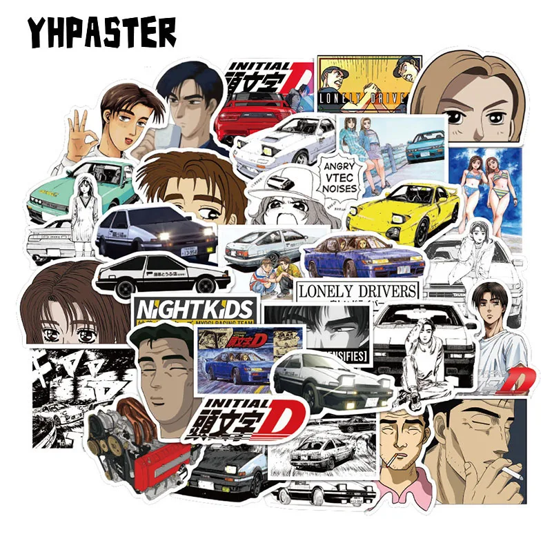 10/30/50 шт в наборе короткая футболка с героями из японского аниме Initial D наклейки